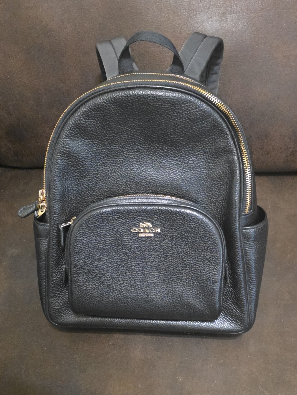 Pebbled Learher Coach Court Backpack